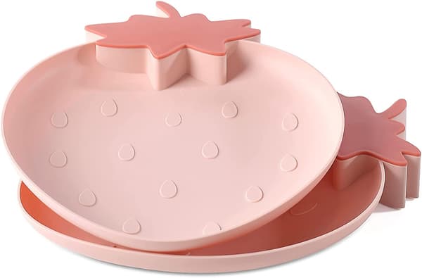 Fräsch plastbricka med jordgubbsmotiv, 2-pack plastbrickor, serveringsfat, matbricka