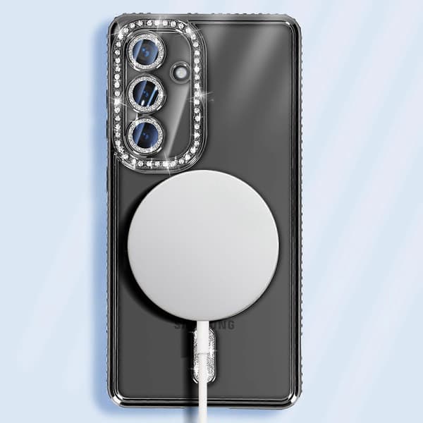 Diamond Cover til Galaxy S24 MagSafe omrids Strass, Sort