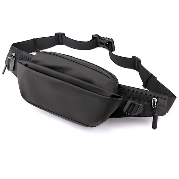 Crossbody Fanny Pack för män, stor vattentät midjeväska, trendig bröstbälte väska black