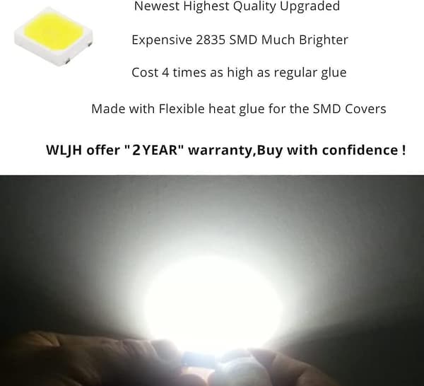 10 stk. Hvide 41mm Festlige LED Bilpærer 2835smd