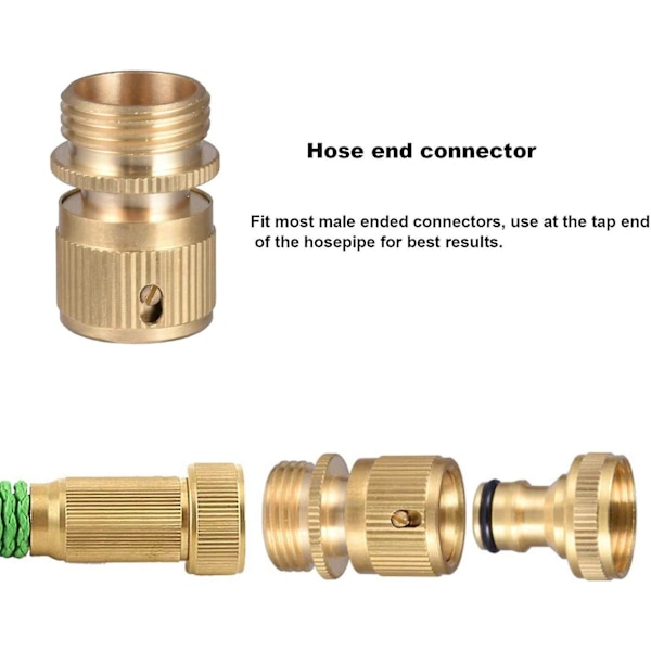Hurtigkobling til slange, 3/4\" gevind - dobbelt han metal konnektor - 1/2\" og 3/4\" hun gevindhane adapter
