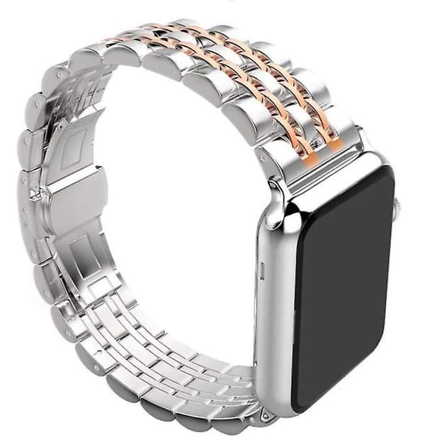 Apple Watch Rem, solid rustfritt stålrem for alle iWatch-serier Silver Gold 42 44 45mm