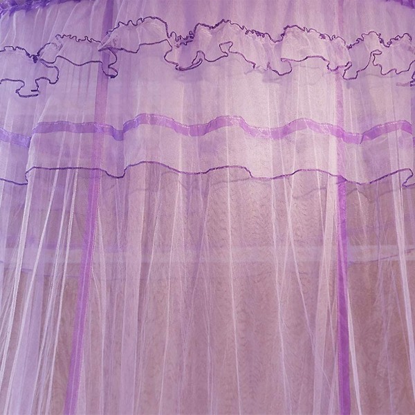 Foldbar Sengehimmel, Myggenet, Rund Sengehimmel, Prinsesse Blondestil Til Børn Purple