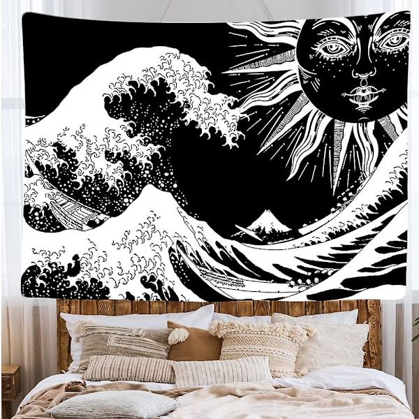 200x150 Cm Vågor Sol Natur - Hippie Bohemia - Hemvägg Dekoration - 200x150 Cm - Stor Gobeläng - Canvas Poster - Tillbehör För Sovrum Vardagsrum