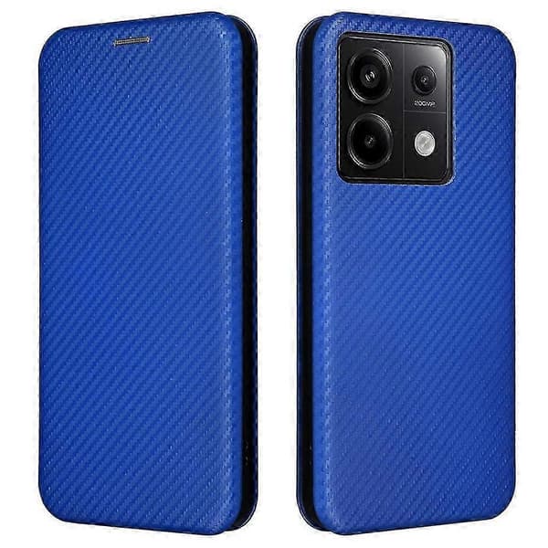 För Xiaomi Redmi Note 13 Pro 5g Läderfodral Med Kortfack Kolfibertextur Blue