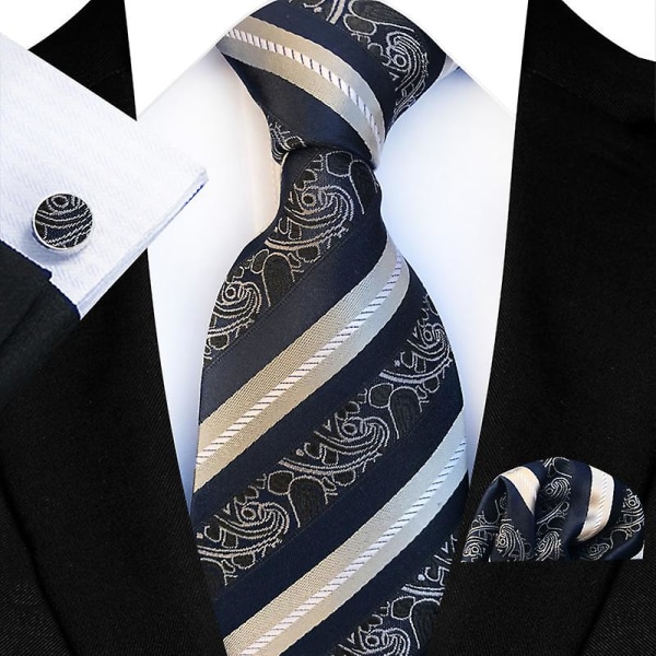 Slipsset för män, enfärgad paisley slips för män style 1