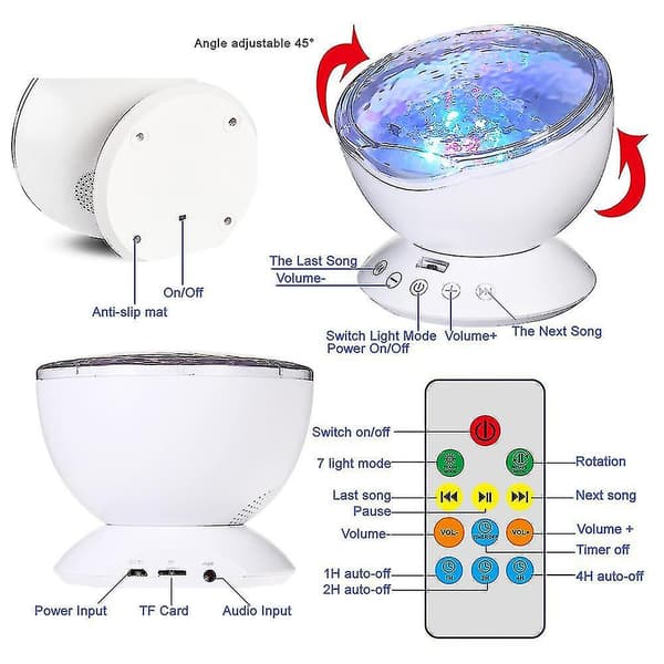 Ocean Wave Projektor Lampe 12 Led 7 Farve Natlamper 1