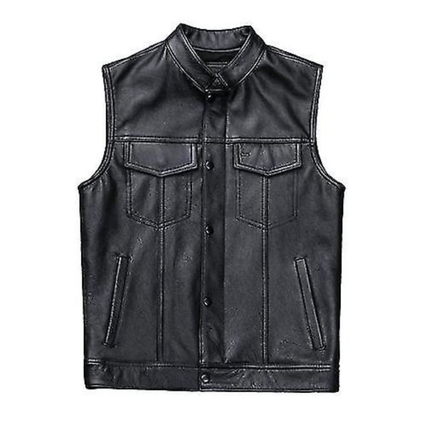 Læder Motorcykel Vest Til Mænd, Herre Fritidsvest L
