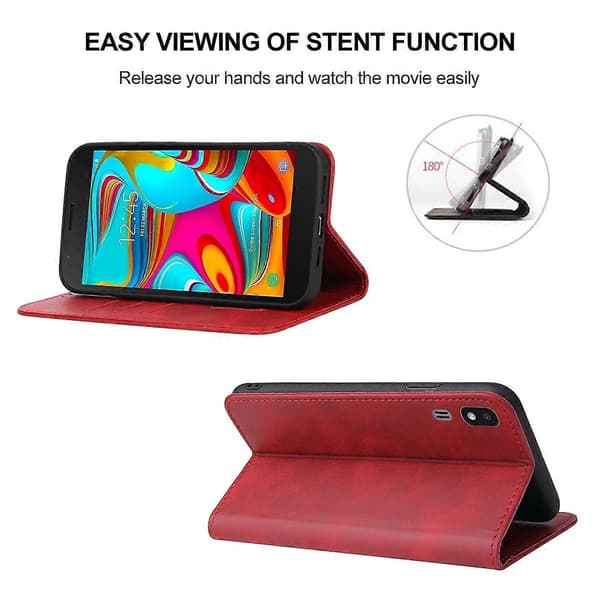 Magnetiskt läderfodral för Samsung Galaxy A2 Core / A260 Red