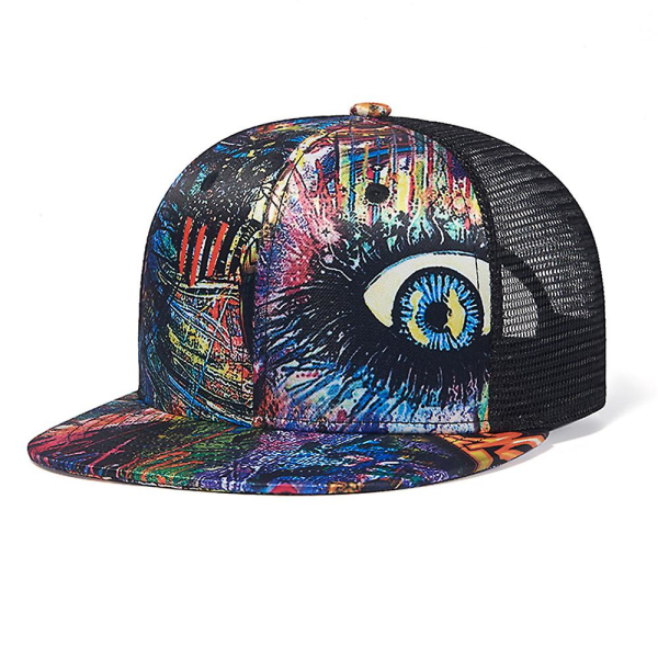 Sommerskyggehatt Grafisk Trykk Hip Hop Hatt Mesh Hatt Pustende Mesh Hatt blue