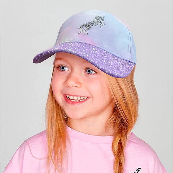Flickebasbollhatt Tie-dye Enhörningshattar för flickor Justerbar Barn Baseballkeps
