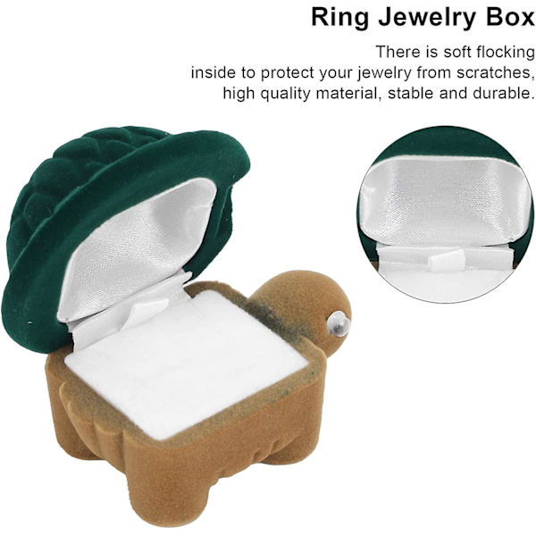 Ring Box, Söt tecknad sköldpadda bröllop ring box liten smycken skyddsfodral bröllop ring förvaring presentask för bröllop förlovningsring Alla hjärtans dag