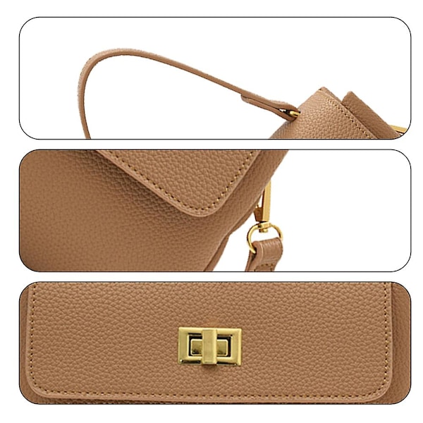 Retro Klassinen Kukkaro Clutch Laukku Pu Käsilaukku Piilotetulla Soljella Sopii Naisille. khaki