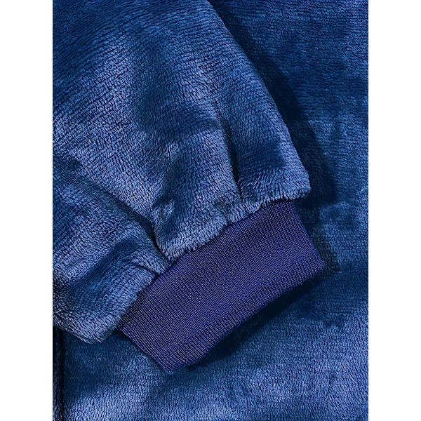 Casual loungewear-morgenkåbe i store størrelser, tyk Sherpa fleece varm ekstra lang oversized bærbar tæppe til damer med lommer (længde: 150 cm) blue