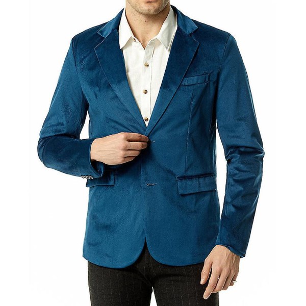 Miesten Slim Fit Kevyt Takki, Kaksi Napin Liikepuku Blazer Blue M