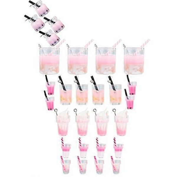 52 st Boba Tea-berlocker Söt Bubble Tea Frukt Te Charm Resin Björnar Djur 3D Imitation Flaska Berlocker för Smyckestillverkning