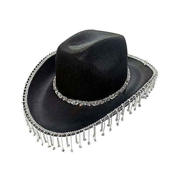 Rhinestone Cowboy Hat, Fringe Cowboy Hat Bandana Hjärtformade Solglasögon White