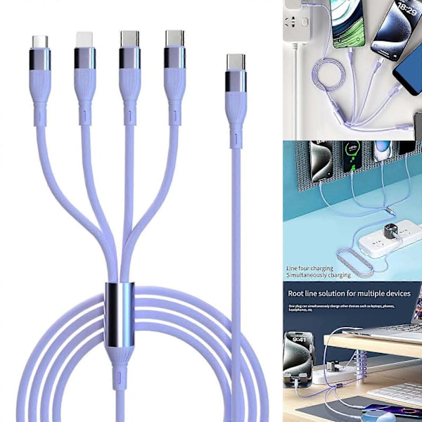 USB C Multi Ladekabel med USB C/Micro USB-kontakter USB C til Multi Ladekabel for Telefon 4 apples