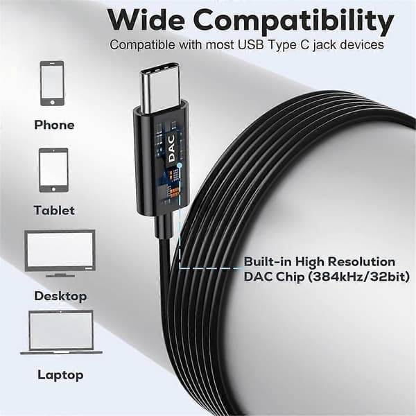 USB C Hodetelefoner Magnetiske Kablede Ørepropper med Mikrofon