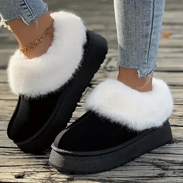 Alla estetiska termiska plyschfodrade pälsfodrade snöstövlar, casual mångsidiga mockalågskor, rund tå bekväma preppy varma skols vinterstövlar Dark Brown EU 35