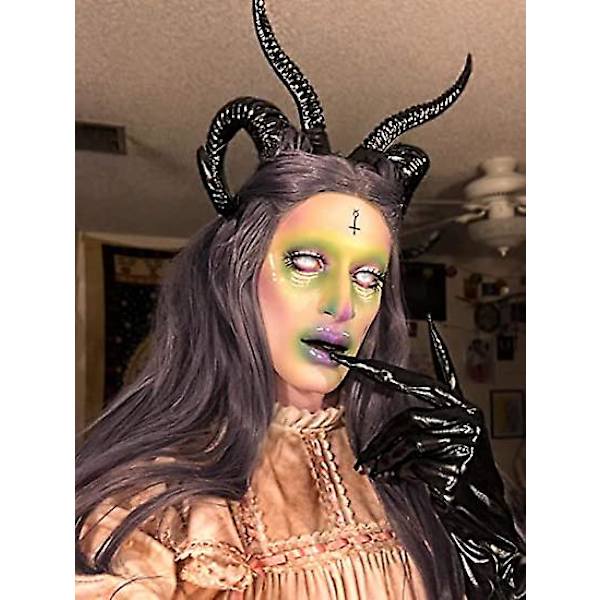 Djævelshorn Pandebånd, Sorte Horn Maleficent Horn Pandebånd Til Halloween Kostume Cosplay Black 3