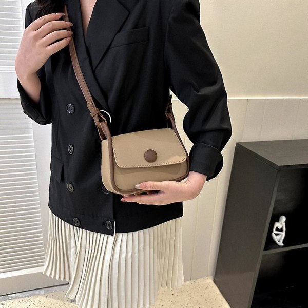 Ny trendig mode enkel axelväska fritid pendlare konstläder axelväska Dark khaki