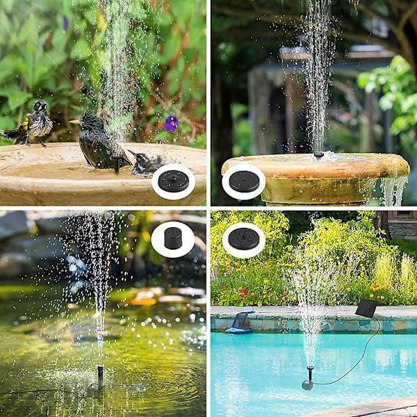 Solcellsfontänpump, Solvattenpump, 1,4w Solvattenpump + 6 munstycken, Mini style3