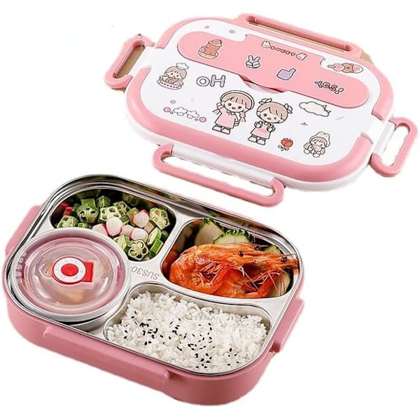 Bento-låda,  läckagesäker stapelbar lunchlåda , lunchbehållare för arbete/skola och måltidsförberedelse (gul) rosa
