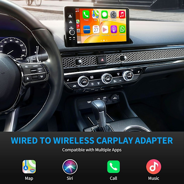 Trådlös Carplay och Android Auto-adapter, 2 i 1-sticka konverterar trådbunden Android Auto/Carplay till trådlös, lämplig för bilar med AA