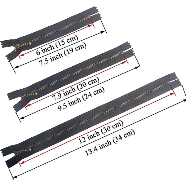 Metallblixtlåsset 8 st - #3 Antikmässing Stängd 12 tum (30 cm), Blandade färger