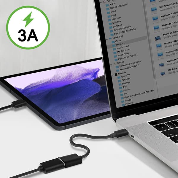 USB-C til USB 3.0 hun-adapter OTG, Oplad og synkroniser Belkin Sort