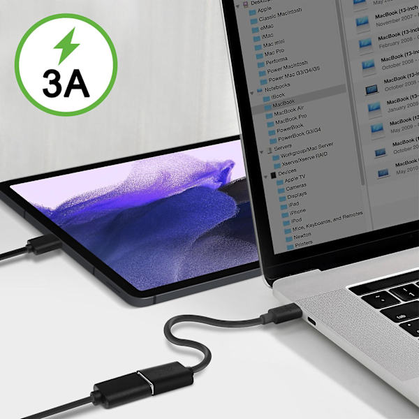 USB-C - USB 3.0 -naaras OTG-sovitin, lataus ja synkronointi, Belkin, musta