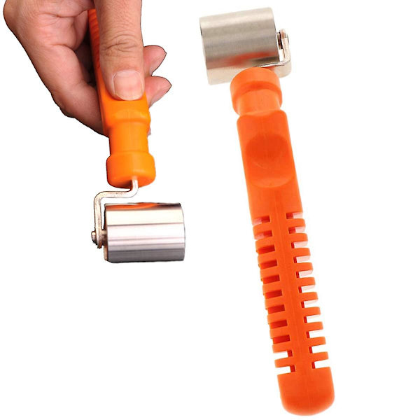 Tapetrulle i rustfritt stål, trykkrulle, tapetrullehåndtak, hjemmedekorasjon, DIY-verktøy for tapet, 30 mm (oransje)