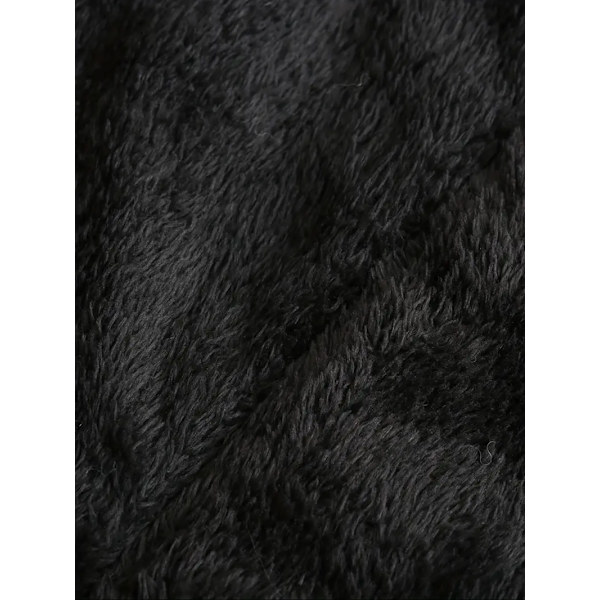 Varm hettejakke med fluffy kant, avslappet langermet vinterjakke med snøring, dameklær Dark blue 4XL