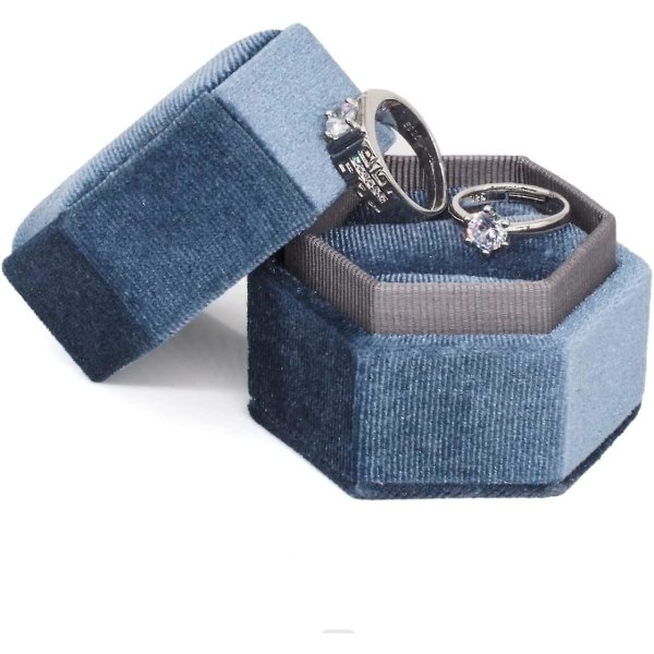 Sammetsringask, Hexagon Ring Bearer Box med avtagbart lock, Förlovningsbröllopslåda, Vacker Vintage Dubbla Spår Ringask För Förslag Förlovning W