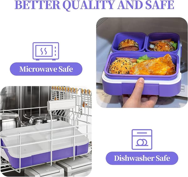 Bento Matboks For Barn & Voksne, Matboks for Barn Med 3 Rom og Porsjonskontroll