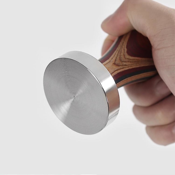 Kaffetamper i rustfrit stål (53 mm farvet trætamper)