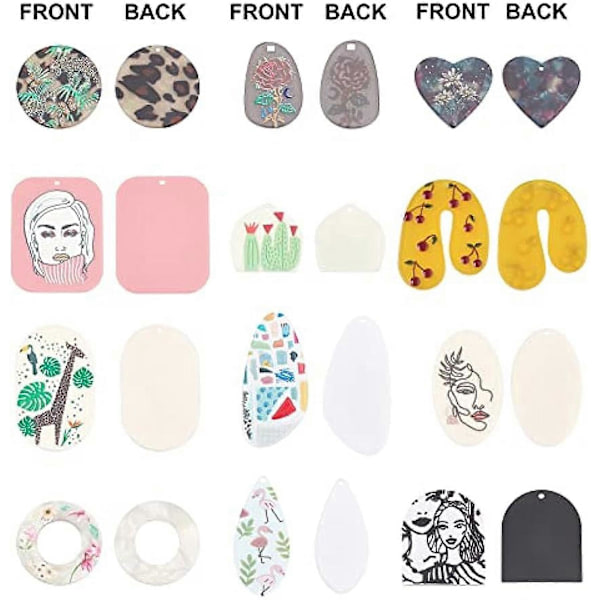 12 Stilar Cellulosa Acetat Hartsberlocker Stora Berlocker 24st Rosblomma Hjärta Tåre Rektangel Donut Hartsberlocker 3D-Prinsade Stora Blomberlocker fo