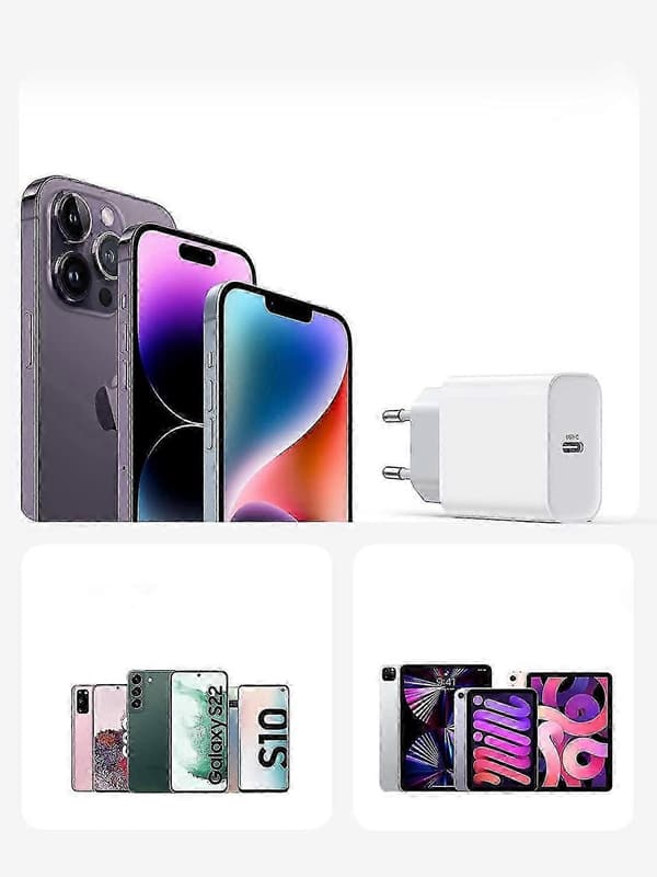 20W USB C PD 3.0 Laderkabel ikke inkludert (hvit)