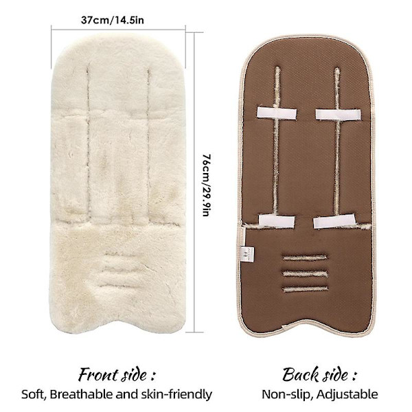 Babyskyddssitsfoder, konstgjord fårskinn barnvagnsfoder för barnvagnar, bilbarnstolar Beige