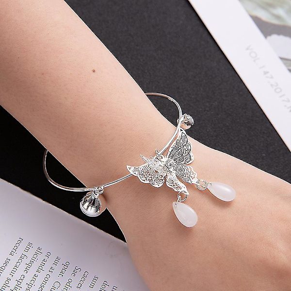 Armbånd Sølv Sommerfugl Afledt Justerbart Armbånd Smykker Klokke Antikt Armbånd C