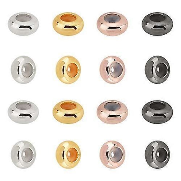 40 st 7 mm Stopperpärlor Mässing Runda Gummipärlor 4 Färger Glidpärlor Insättningsgummistopp Positioneringsavståndspärlor för DIY-hantverk Smyckestillverkning Hål