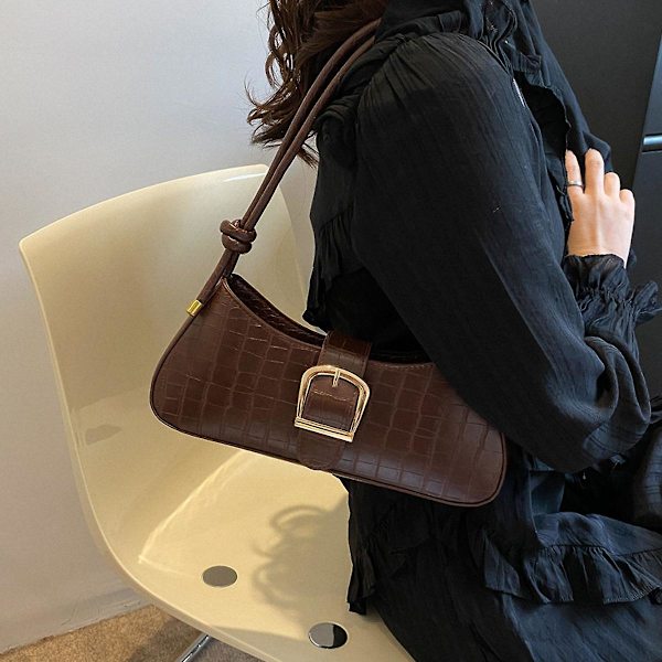 Messenger Bagsyntetisk Lær Skuldervesker, Mote Casual Pendlerhåndvesker brown