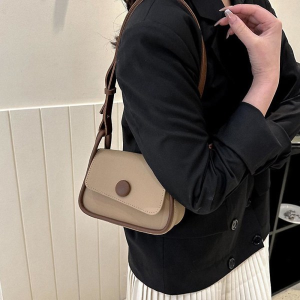 Ny trendig mode enkel axelväska fritid pendlare konstläder axelväska Dark khaki