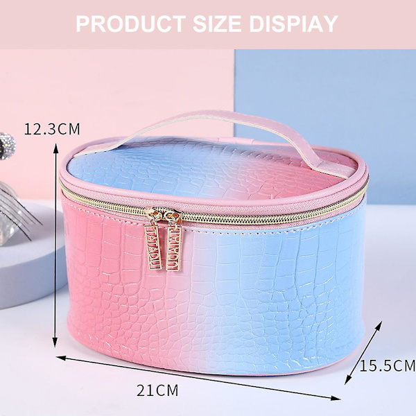 Gradient Färg Bärbar Bärbar Stor Kapacitet Kosmetisk Väska, Tillverkad Av Pu style1
