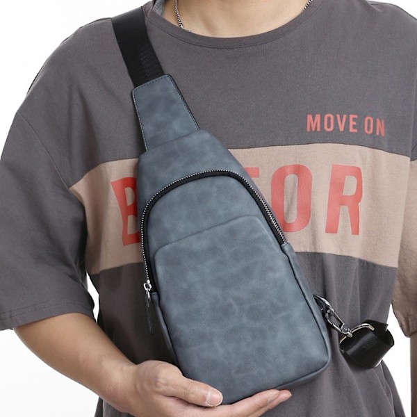 Herr Slung Bröstväska - Mode Casual Axel Bröstväska - PU Läder Herrväska blue