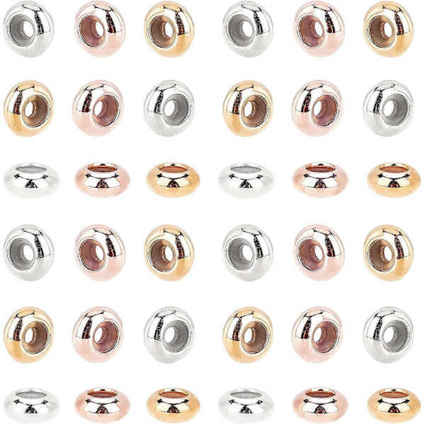 1 Set Mässingpärlor med Gummiringar Glidpärlor Stopp Pärlor Blandade Färger 7x4mm Hål: 1,6~1,9mm 3 Färger 20st/färg 60st/set