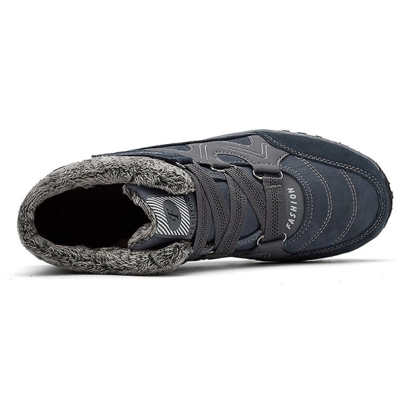 Snørestøvler for menn og kvinner, vanntette, slip-on, pelsforede sneakers, varme vintersko 2K6137 Gray 45