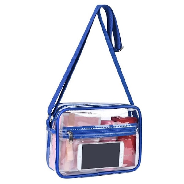 Kolmivärinen 25*23*7cm PVC Läpinäkyvä Olkalaukku Kannettavaan Matkustamiseen blue