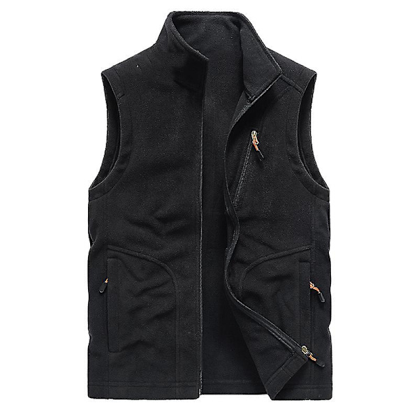 Herrväst, fleeceväst vindtät ärmlös jacka väst Black 4XL